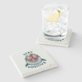 Blijf positief - Skelet en Whale Stenen Onderzetter (Zijkant)