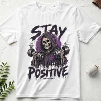 Blijf Positief Skelet Gym T-Shirt | Schedel Workou