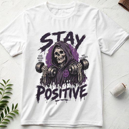 Blijf Positief Skelet Gym T-Shirt | Schedel Workou