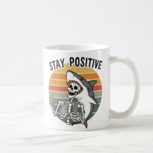 Blijf Positief Skelet Haai Zonsondergang Koffiemok