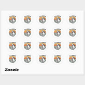 Blijf Positief Skelet Haai Zonsondergang Ronde Sticker (Vel)