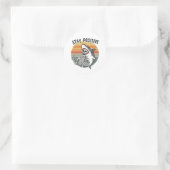 Blijf Positief Skelet Haai Zonsondergang Ronde Sticker (Tas)