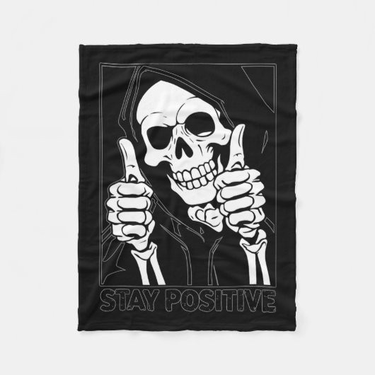 Blijf positief Skeleton Grim Reaper Halloween Fleece Deken (Voorkant)