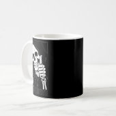 Blijf positief Skeleton Grim Reaper Halloween Koffiemok (Voorkant links)