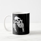 Blijf positief Skeleton Grim Reaper Halloween Koffiemok (Links)