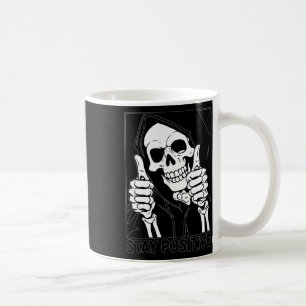 Blijf positief Skeleton Grim Reaper Halloween Koffiemok