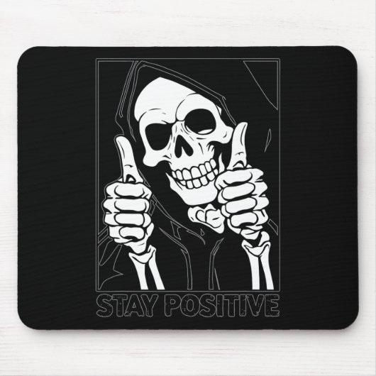 Blijf positief Skeleton Grim Reaper Halloween Muismat (Voorkant)