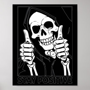 Blijf positief Skeleton Grim Reaper Halloween Poster