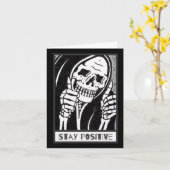 Blijf positief Skeleton Sticker Sticker Kaart (Gele Bloem)