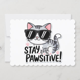 Blijf Positief! Uitnodiging met een Cute Kat-Thema