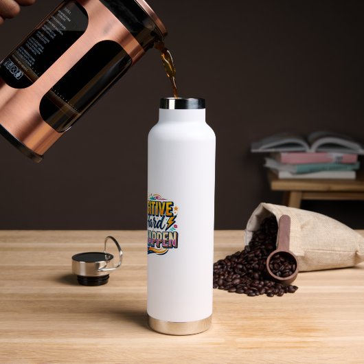 Blijf Positief Werk Hard Quote Waterfles (Koffie)