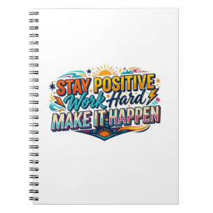 Blijf Positief Werk Hard Quote Waterfles Notitieboek