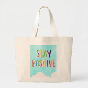 Blijf positieve motivatie spreuk geschilderd grote tote bag
