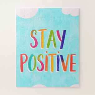 Blijf positieve motivatie spreuk geschilderd legpuzzel