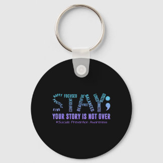 Blijf Preventie Maand Teal Paarse Lint Sleutelhanger