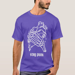 Blijf Punk Skelet Hand Punk Rock Muziek T-shirt