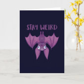 Blijf Raar Cartoon Vleermuis Kaart (Gele Bloem)