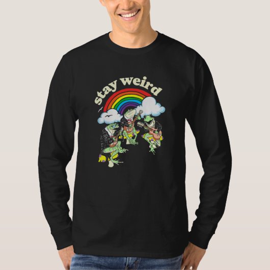 Blijf raar! Cute Frogs Guitar Banjo & Rainbow Musi T-shirt (Voorkant)