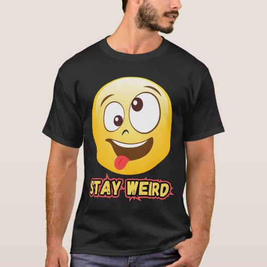 Blijf Raar Emoji Grote Kleurrijke Kunst Gekke Mann T-shirt (Voorkant)