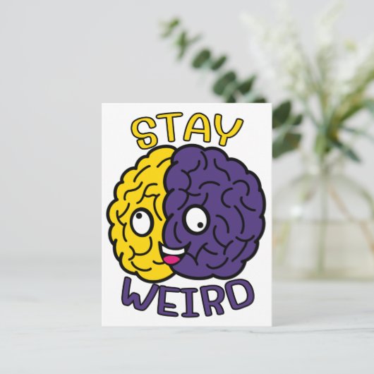 Blijf raar - Goofy Face Brain Briefkaart (Staand voorkant)