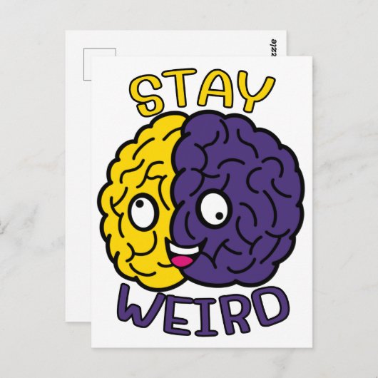 Blijf raar - Goofy Face Brain Briefkaart (Voorkant / Achterkant)