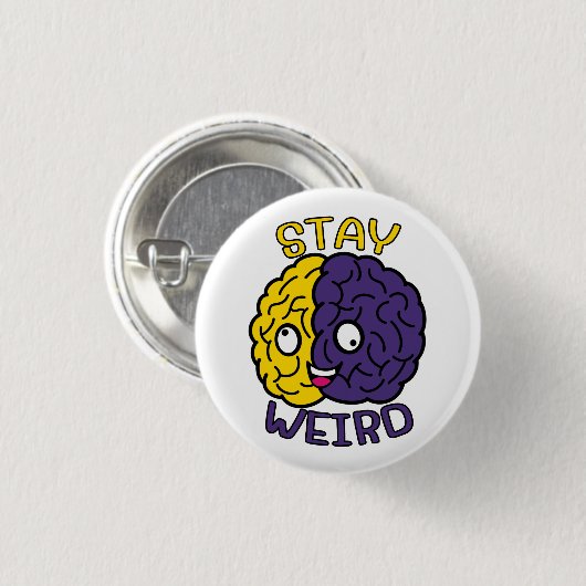Blijf raar - Goofy Face Brain Ronde Button 3,2 Cm (Voorkant /achterkant)