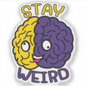 Blijf raar - Goofy Face Brain Sticker (Voorkant)