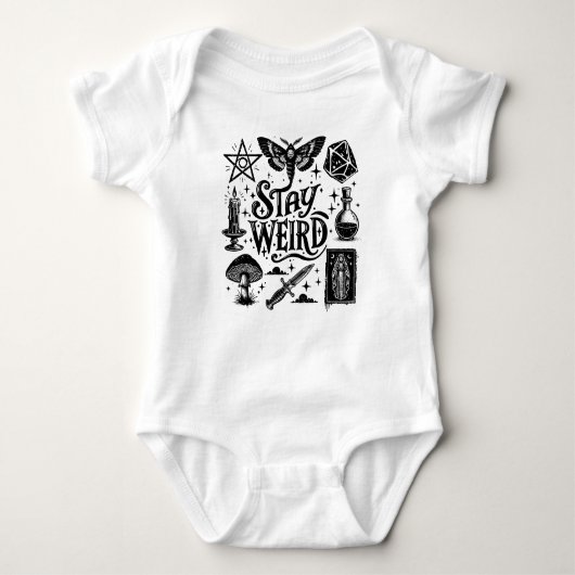 Blijf Raar Gothic Baby Tarot Kristallen Heks Romper (Voorkant)