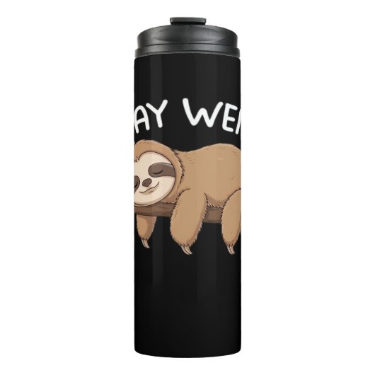 Blijf raar grappig luiaard voor dierenvriend manne thermosbeker (Voorkant)