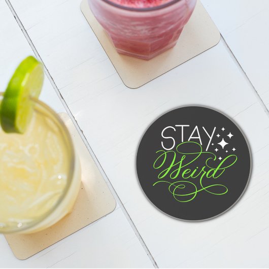 Blijf raar kosmisch eigenzinnig Motivatie citaat Zandsteen Onderzetter