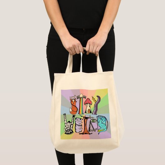 Blijf raar kruidenier Canvas tas regenboog achterg (Voorkant (product))