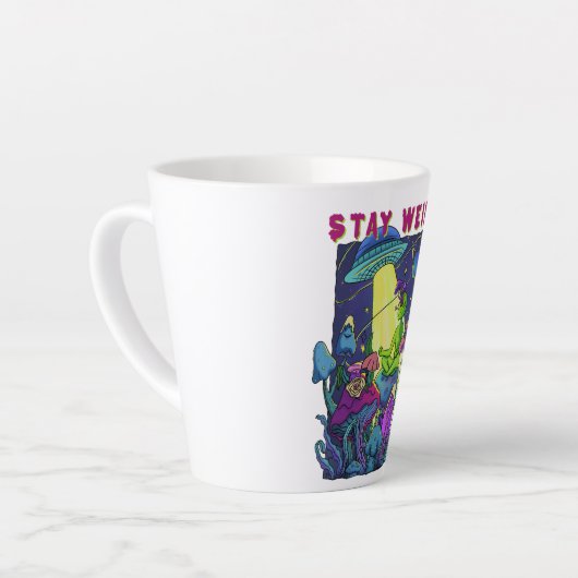 Blijf raar Psychedelic UFO Latte Mok (Linkerhoek)