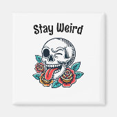 Blijf raar retro schedel magneet (Voorkant)