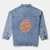 Blijf raar retro tekst ontwerp denim jacket (Achterkant)