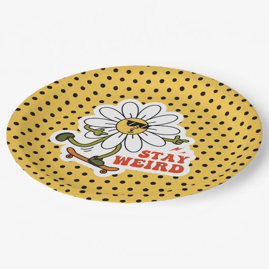 Blijf raar skateboarden Daisy Papieren Bordje (Gekanteld)