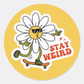 Blijf raar skateboarden Daisy Ronde Sticker (Voorkant)