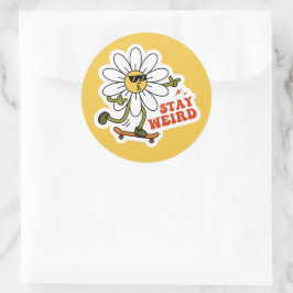 Blijf raar skateboarden Daisy Ronde Sticker