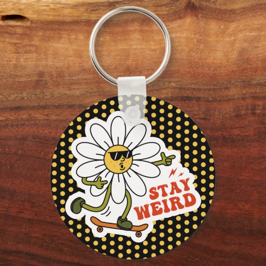 Blijf raar skateboarden Daisy Sleutelhanger (Achterkant)