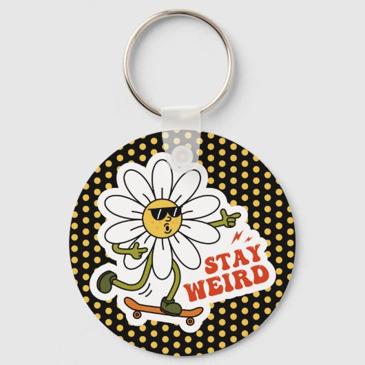 Blijf raar skateboarden Daisy Sleutelhanger (Achterkant)