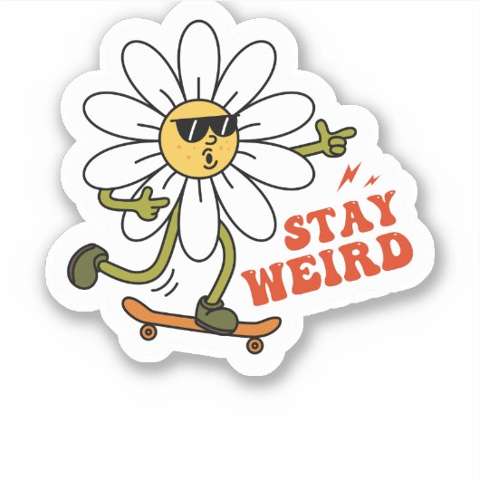 Blijf raar skateboarden Daisy Sticker (Voorkant)