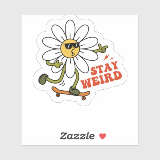 Blijf raar skateboarden Daisy Sticker (Vel)