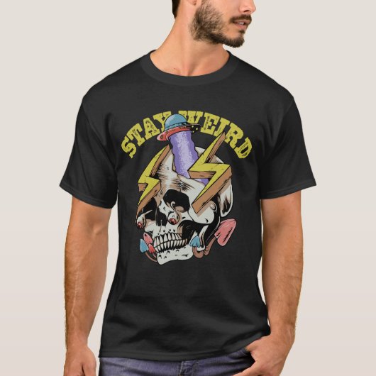 Blijf raar  Skull UFO Illustratie T-shirt (Voorkant)