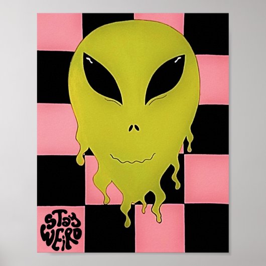 Blijf raar Trippy Alien Wall Art Poster (Voorkant)