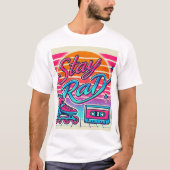 Blijf Rad Retro 80s Roller Schaats en Cassette T-shirt (Voorkant)
