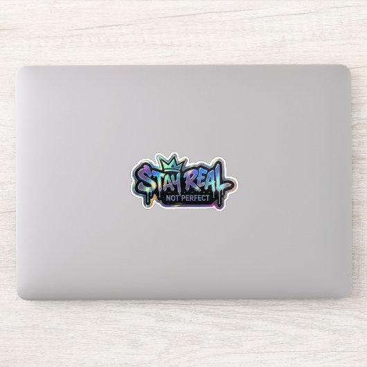 Blijf Reëel Niet Perfect | Inspirerend Sticker (Computer)