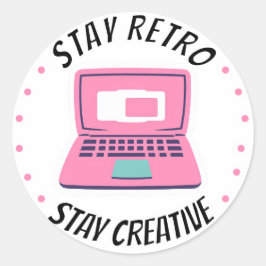 Blijf retro, blijf creatief ronde sticker
