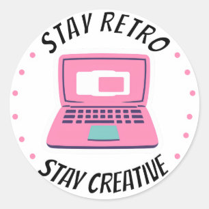 Blijf retro, blijf creatief ronde sticker