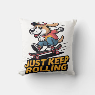 Blijf Rollen – Funky Skate Dog Editie Kussen