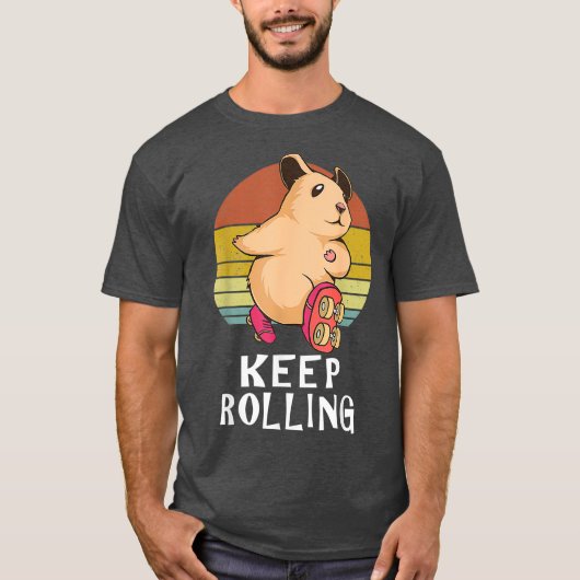 Blijf Rollen met een Hamster Roller Skating T-shirt (Voorkant)