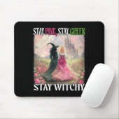 Blijf Roze Blijf Groen Blijf Witchy Witch Hallowee Muismat (Met muis)